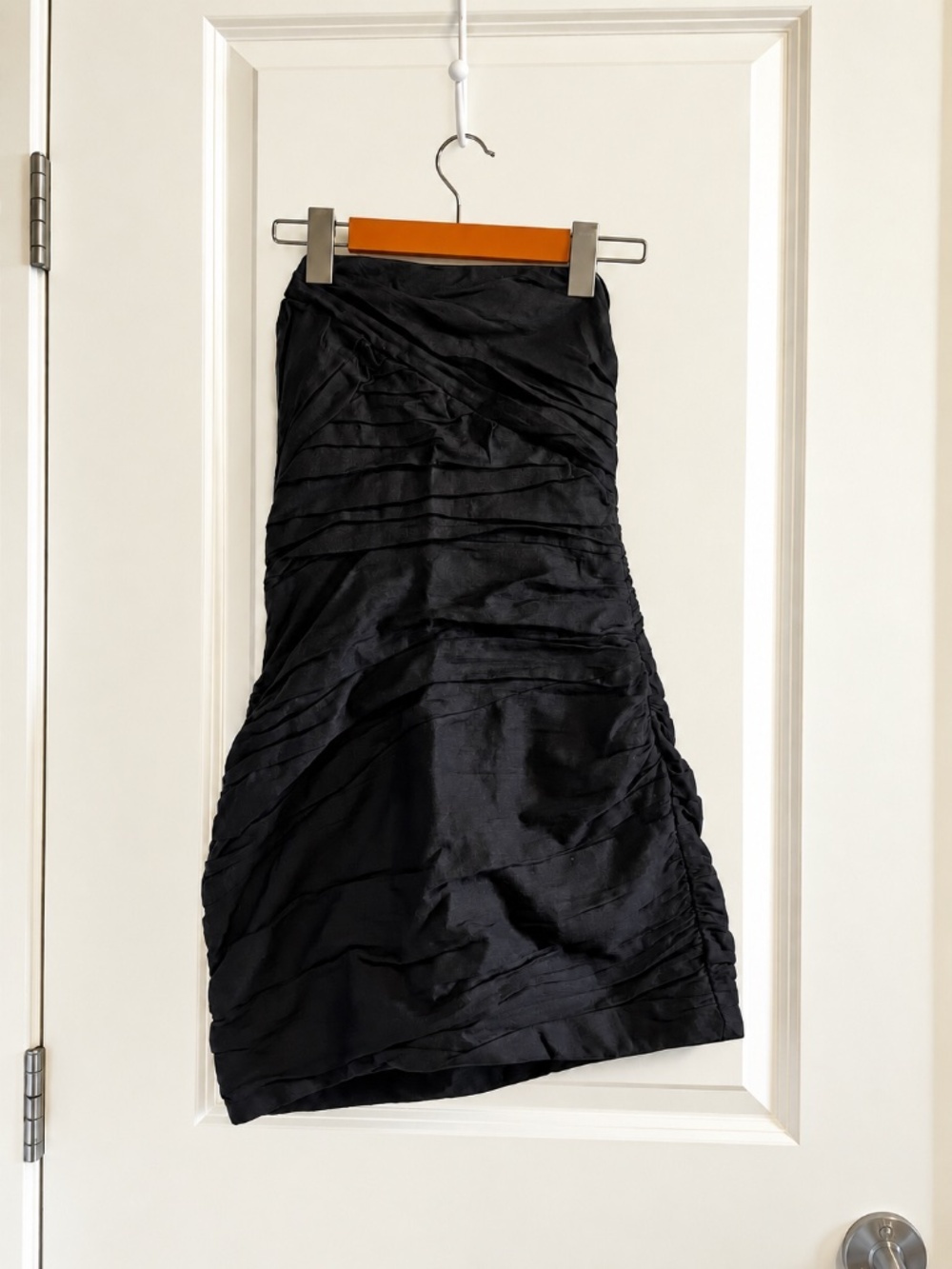Zara Black Strapless Ruched Mini Dress – Size Small